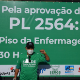 Sindicatos da CNTSS/CUT participam ato em defesa do PL 2564 do piso salarial da enfermagem no Rio Grande do Sul - RGS - 25.05.2021